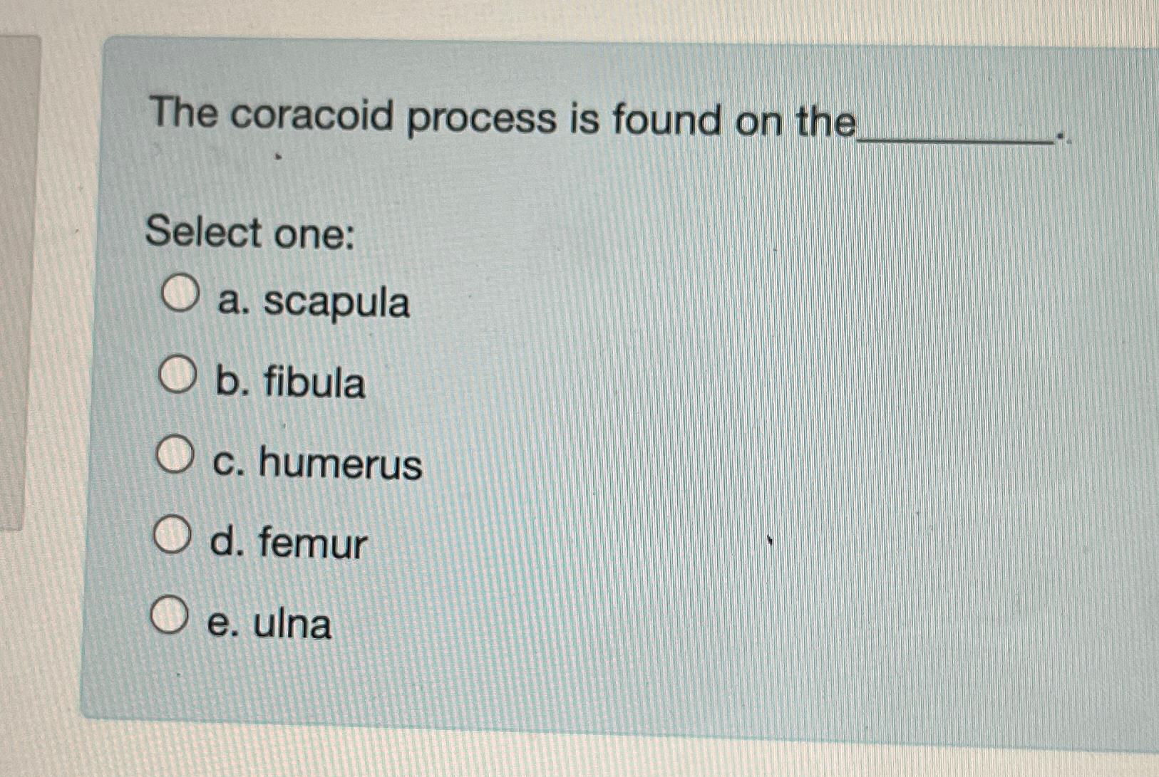 Solved The coracoid process is found on theSelect one:a. | Chegg.com