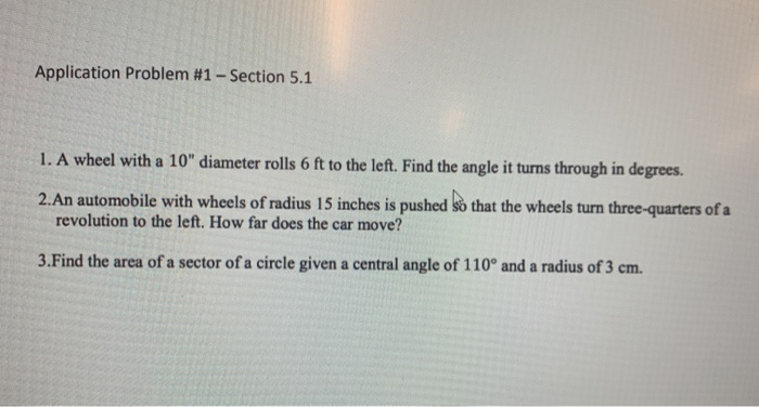 Solved Application Problem #1 - Section 5.1 1. A wheel with | Chegg.com