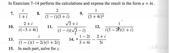 Solved In Exercises 7-14 Perform The Calculations And | Chegg.com