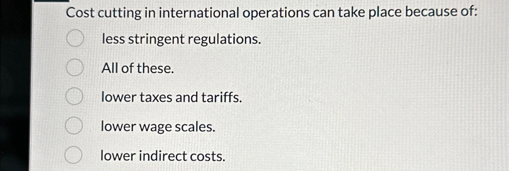 Solved Cost cutting in international operations can take