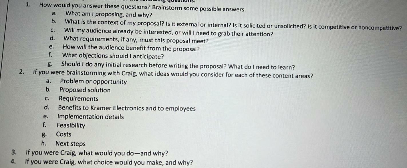 Solved How would you answer these questions? Brainstorm some | Chegg.com
