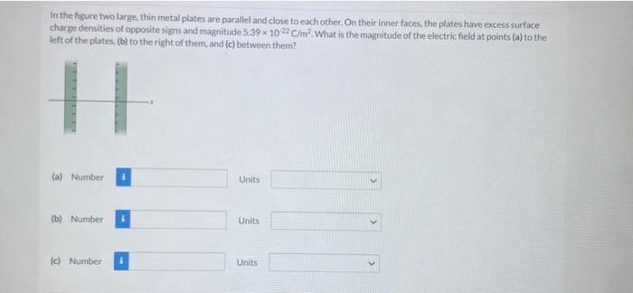 Solved In the figure two large, thin metal plates are