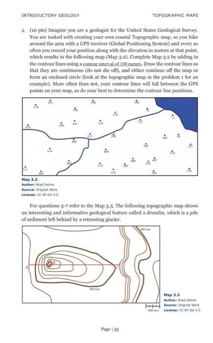 Solved 3.8.1 Topographic Maps Lab NOTE: For All Of The | Chegg.com