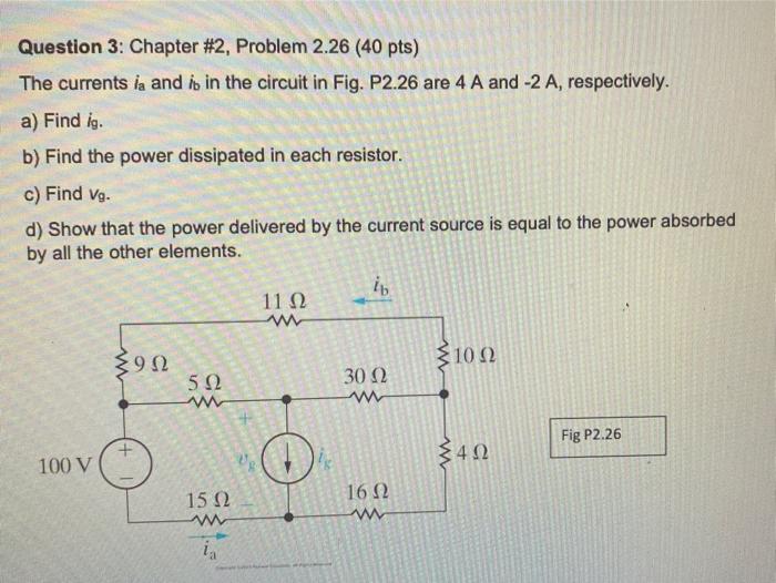 Solved Question 3: Chapter #2, Problem 2.26 (40 pts) The | Chegg.com
