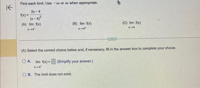 Solved Find each limit. Use −∞ or ∞ when appropriate. | Chegg.com