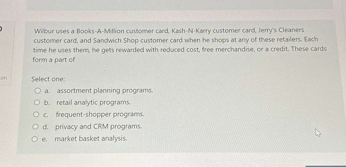 Solved Wilbur uses a BooksAMillion customer card,