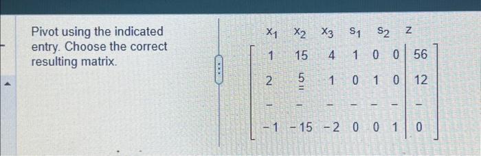 Solved Pivot using the indicated entry. Choose the correct | Chegg.com