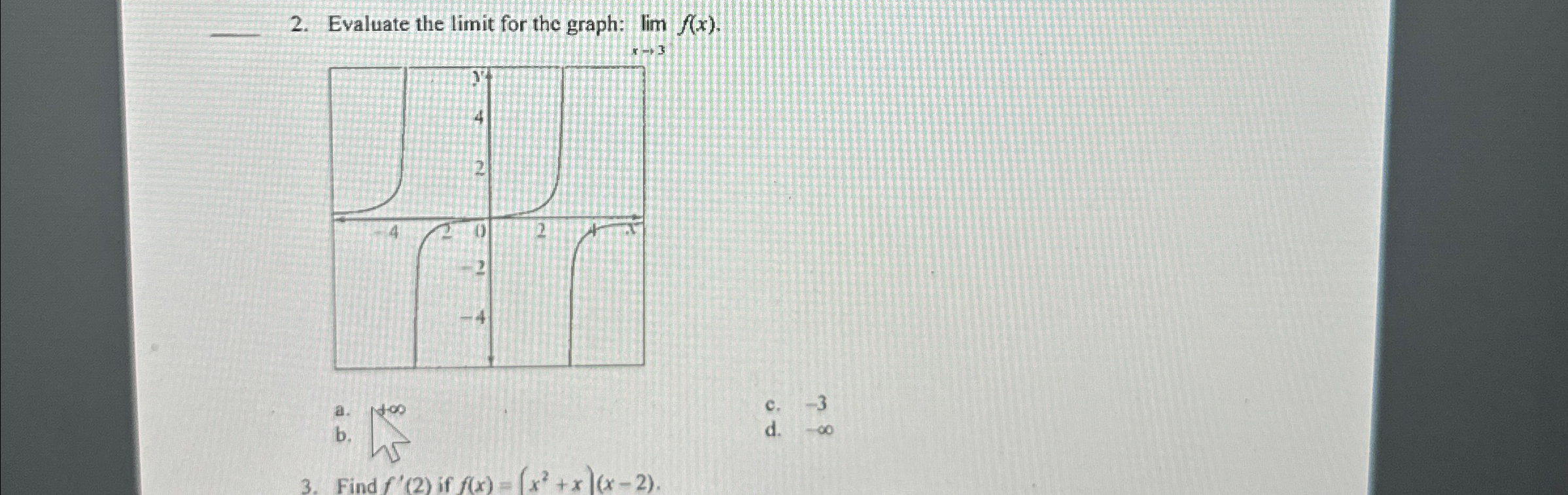 Solved Evaluate the limit for the graph: lim | Chegg.com