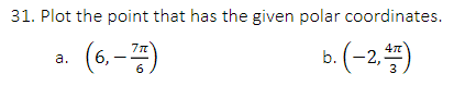 Solved Plot the point that has the given polar | Chegg.com