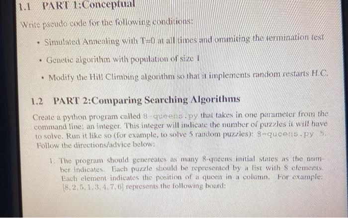 Solved 1.1 PART 1:Conceptual Write pseudo code for the | Chegg.com