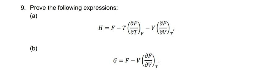 Solved 9 Prove The Following Expressions A Af H F T Chegg Com