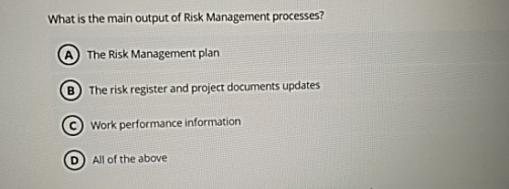 Solved What is the main output of Risk Management | Chegg.com