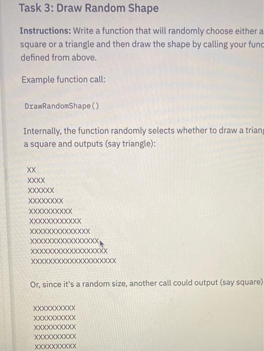 Solved Task 1 - Draw Square Instructions: Write a function | Chegg.com