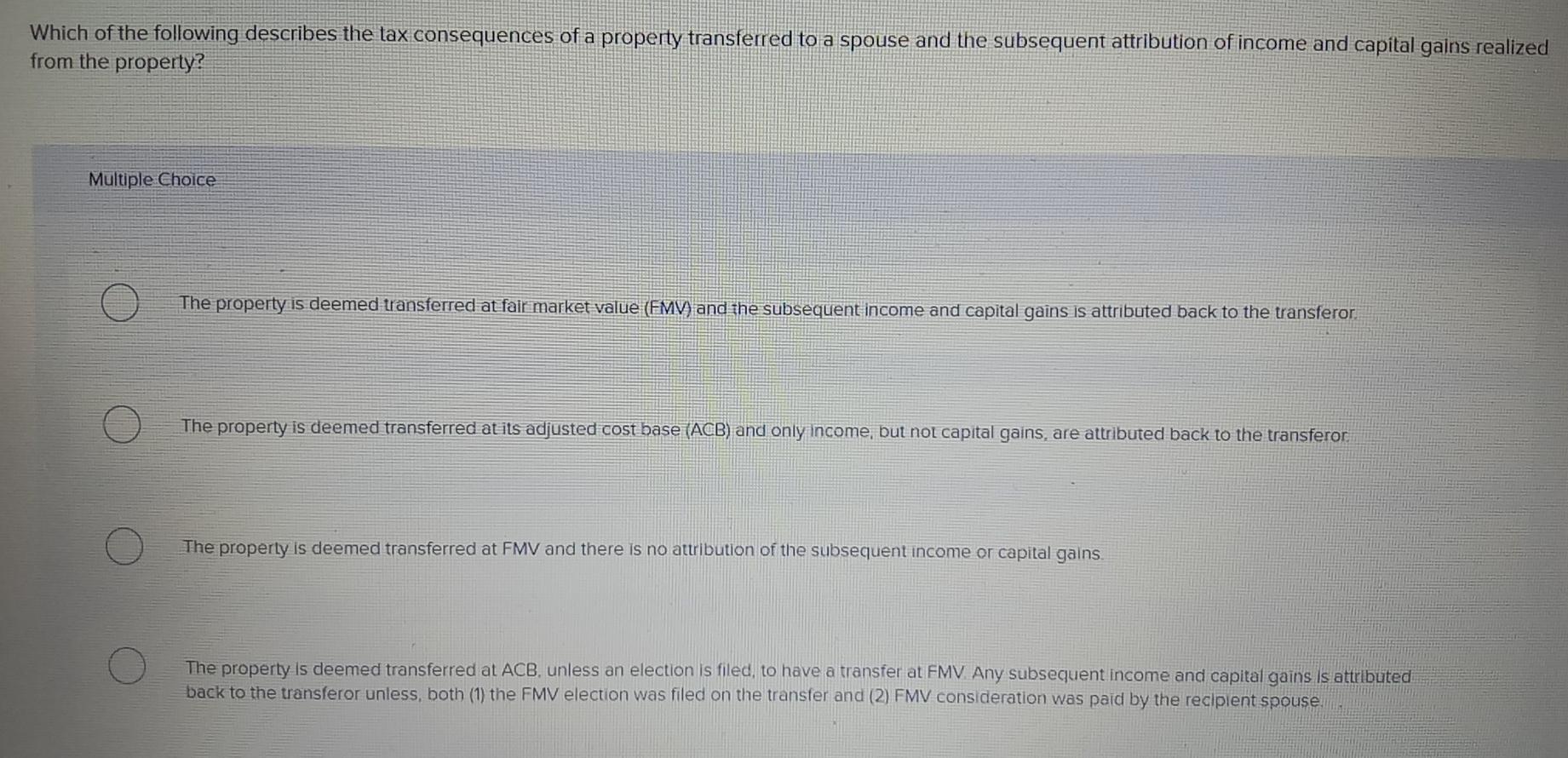 Solved Which Of The Following Describes The Tax Consequences Chegg