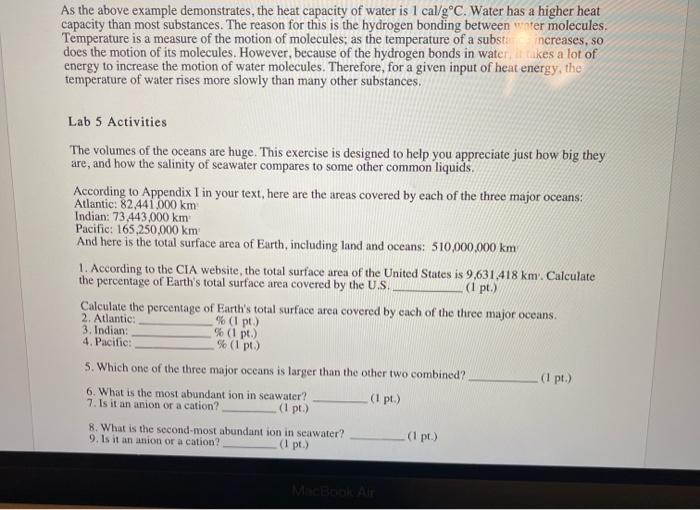 Solved As the above example demonstrates, the heat capacity