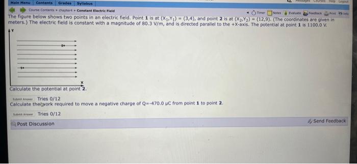 Solved The figure below shows two points in an electric | Chegg.com