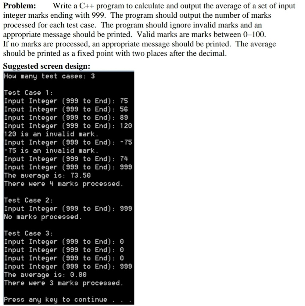 Solved Problem: Write A C++ Program To Calculate And Output | Chegg.com