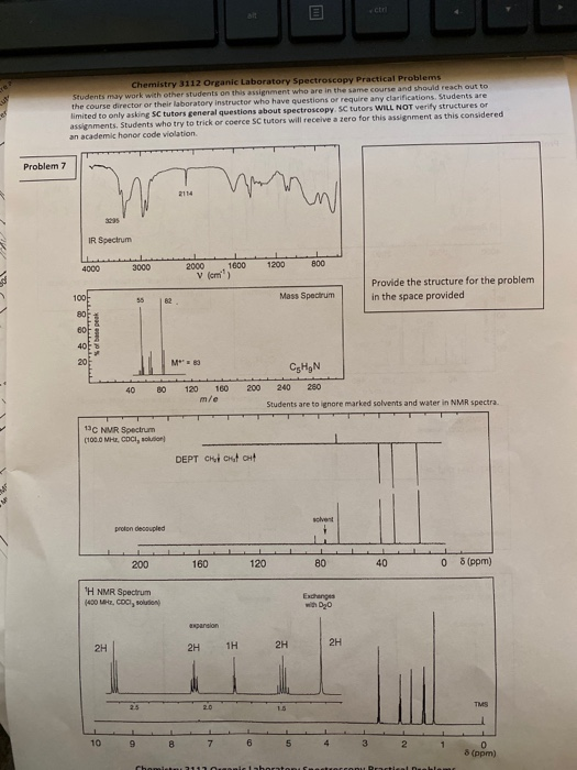 Solved Chemistry 3112 Organic Laboratory Spectroscopy