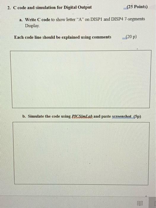 Solved 2. C code and simulation for Digital Output (25 | Chegg.com