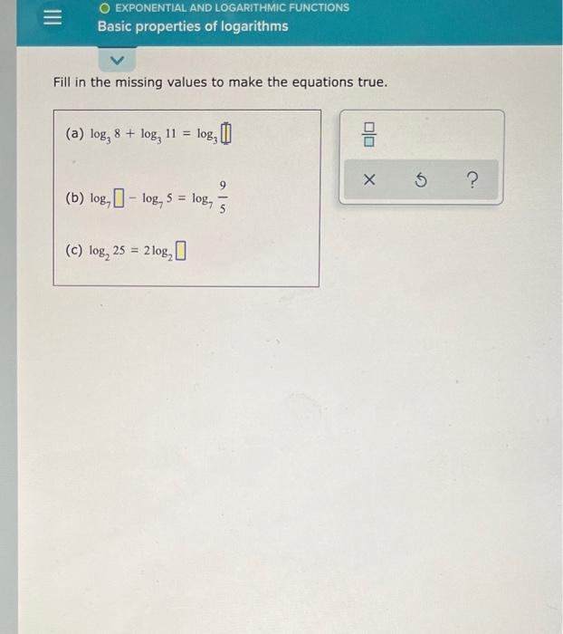 Solved = O EXPONENTIAL AND LOGARITHMIC FUNCTIONS Basic | Chegg.com
