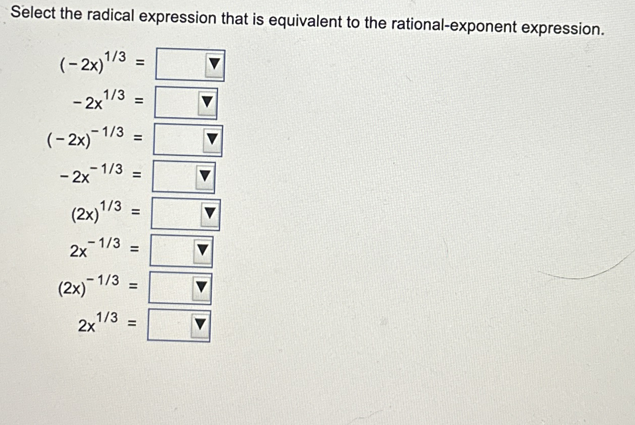Solved Select the radical expression that is equivalent to | Chegg.com