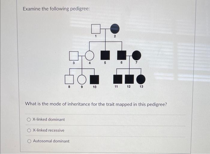 Solved Examine The Following Pedigree: What Is The Mode Of | Chegg.com