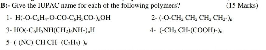 Solved B Give the IUPAC name for each of the following Chegg