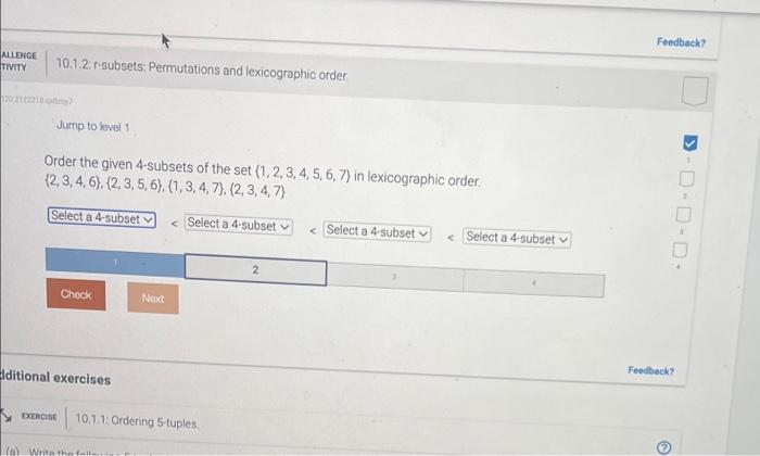 Solved 10.1.1: n-tuples: Permutations and lexicographic | Chegg.com