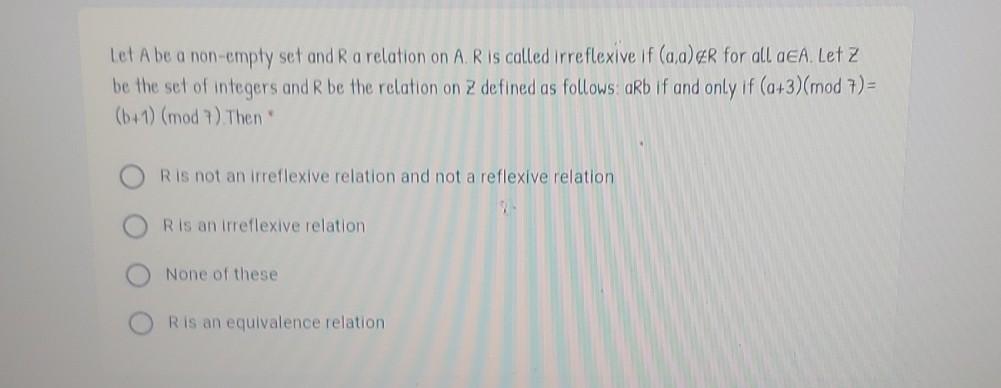 empty set relation irreflexive