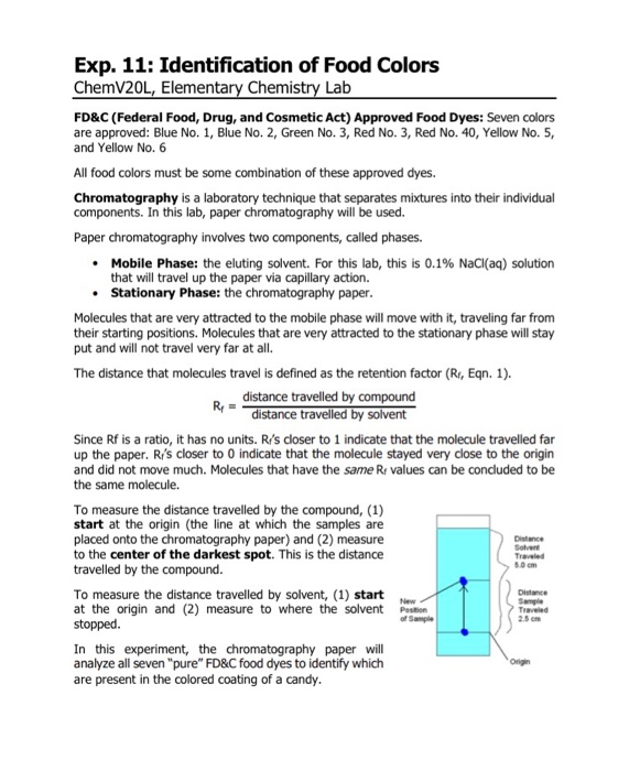 Exp. 11: Identification of Food Colors ChemV2OL, | Chegg.com