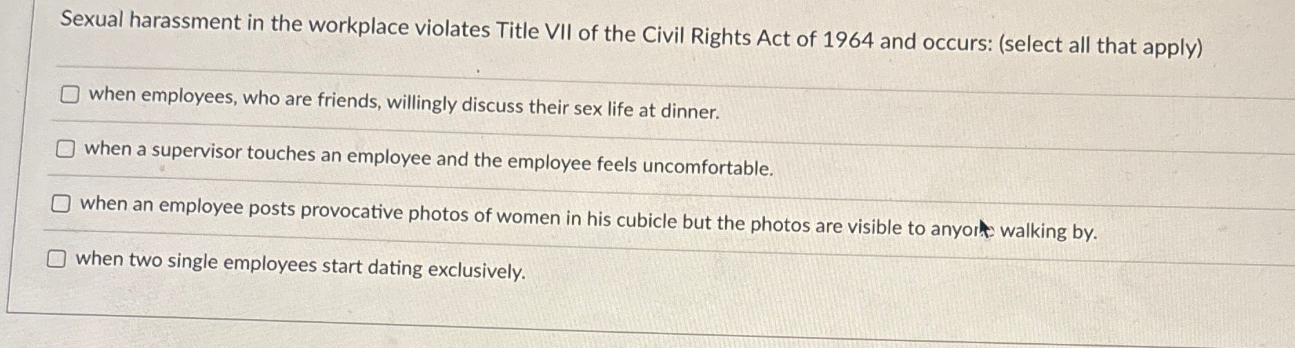 sexual harassment violates title vii of the civil rights act of 1964