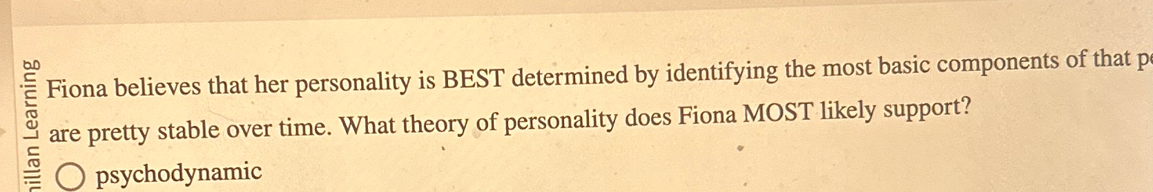 Solved Fiona believes that her personality is BEST | Chegg.com