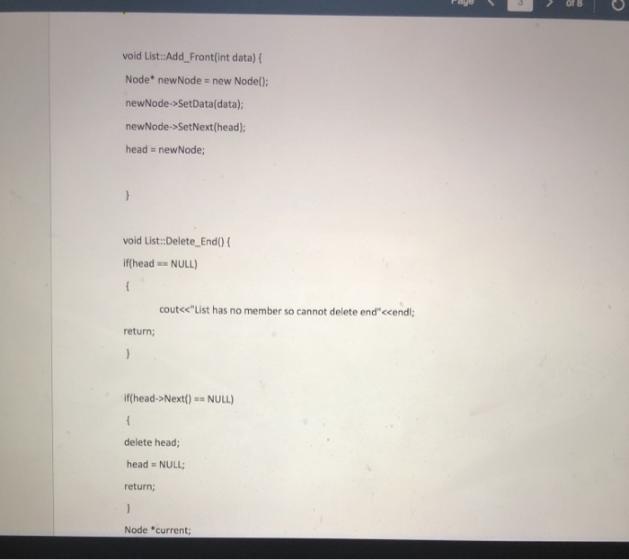 Solved Part 1: Please fill in the following member function | Chegg.com
