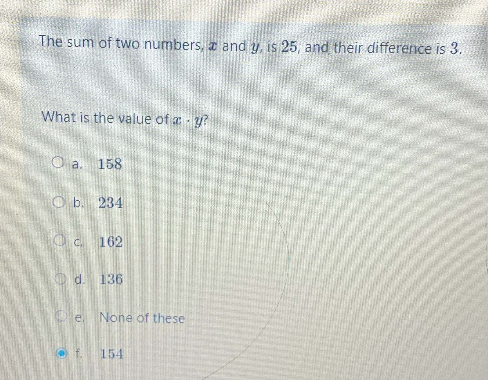Solved The sum of two numbers, x ﻿and y, ﻿is 25 , ﻿and their | Chegg.com
