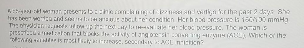 Solved A 55-year-old woman presents to a clinic complaining | Chegg.com