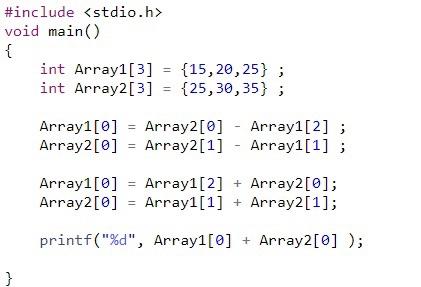 Solved #include void main() { int Array1[3] {15, 20, 25} ; | Chegg.com