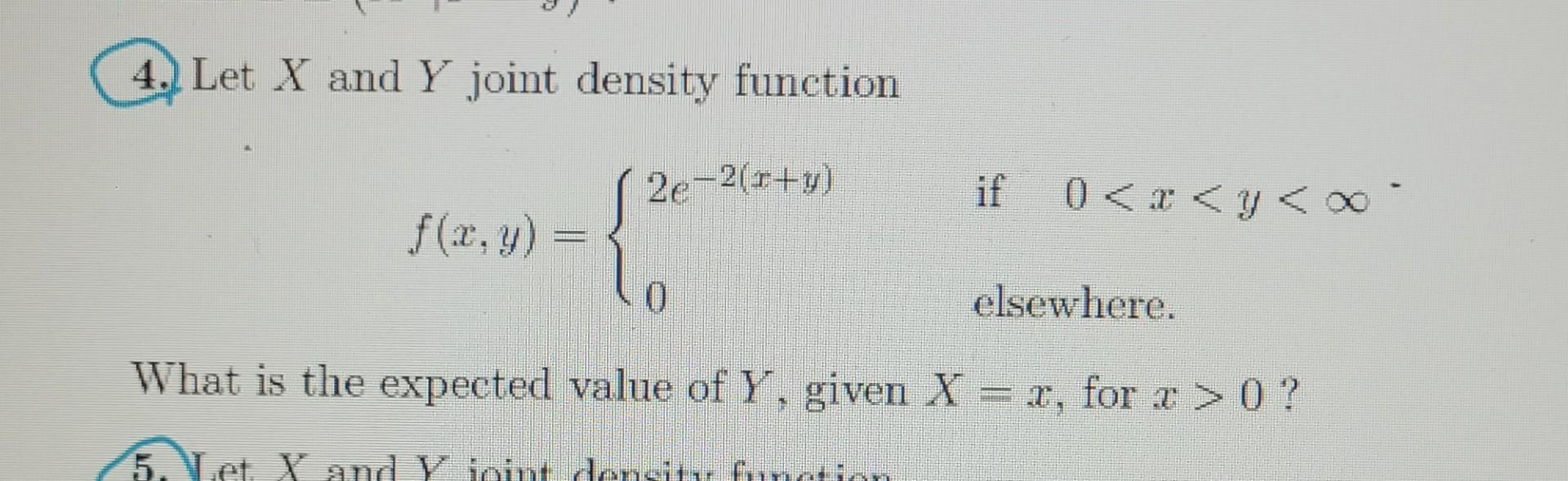 4. Let X and Y joint density function | Chegg.com