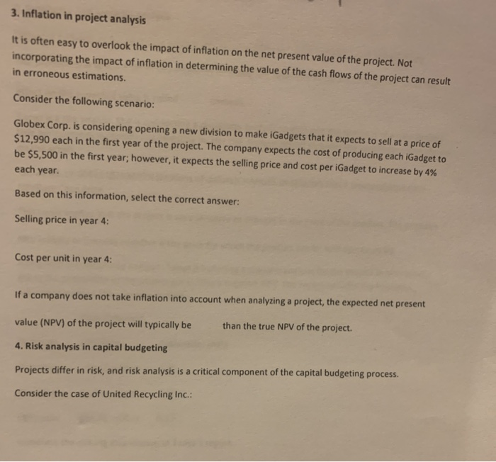 Solved 3. Inflation in project analysis It is often easy to | Chegg.com
