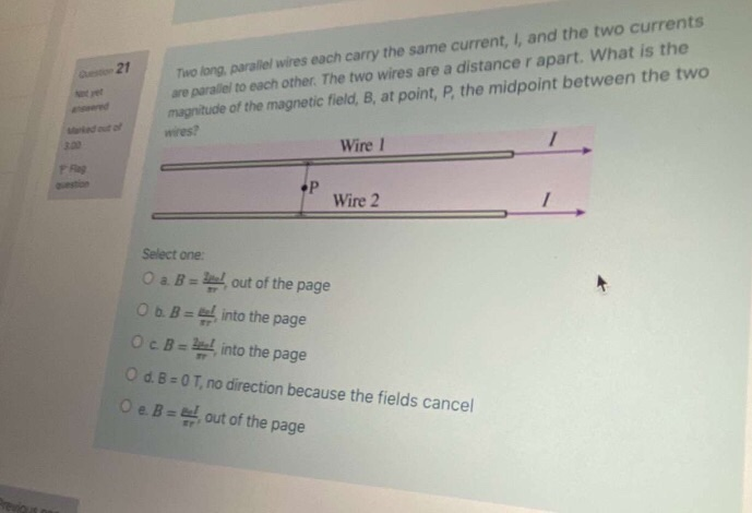 Solved 21 Two long, parallel wires each carry the same | Chegg.com