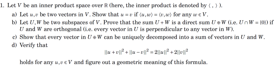 Solved Let V ﻿be an inner product space over R (here, ﻿the | Chegg.com
