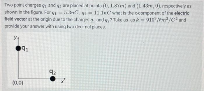 Solved Two point charges q1 and q2 are placed at points | Chegg.com