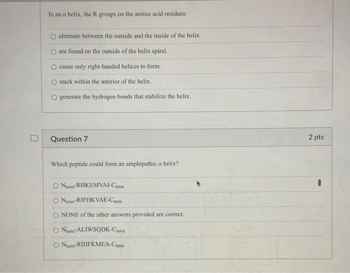 Solved In an α helix, the R groups on the amino acid | Chegg.com