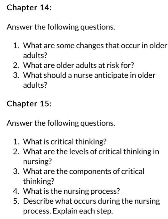 Solved Chapter 14: Answer The Following Questions. 1. What | Chegg.com