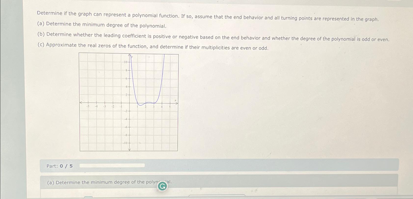 Solved Determine if the graph can represent a polynomial | Chegg.com