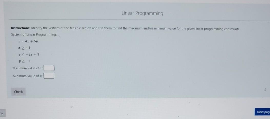 Solved Linear Programming Instructions: Identify the | Chegg.com