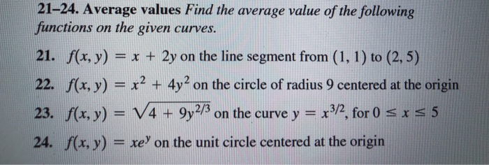 Solved 21-24. Average values Find the average value of the | Chegg.com