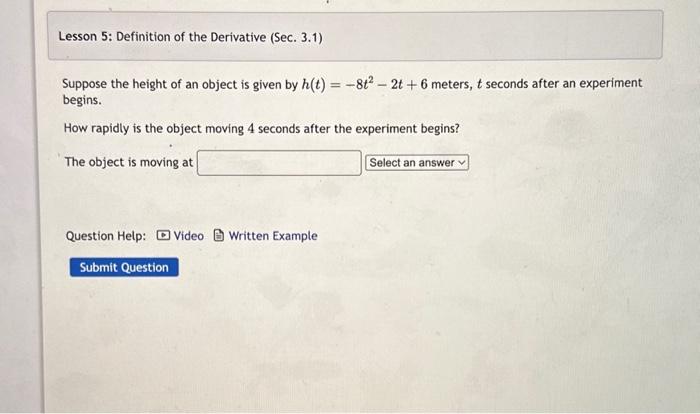 Solved Suppose the height of an object is given by | Chegg.com