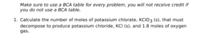 Solved Make sure to use a BCA table for every problem, you | Chegg.com