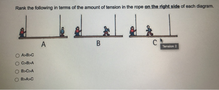 Solved Rank the following in terms of the amount of tension | Chegg.com