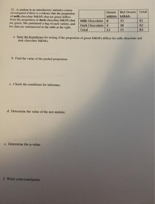 Solved 25. A student in an introductory statistics course | Chegg.com